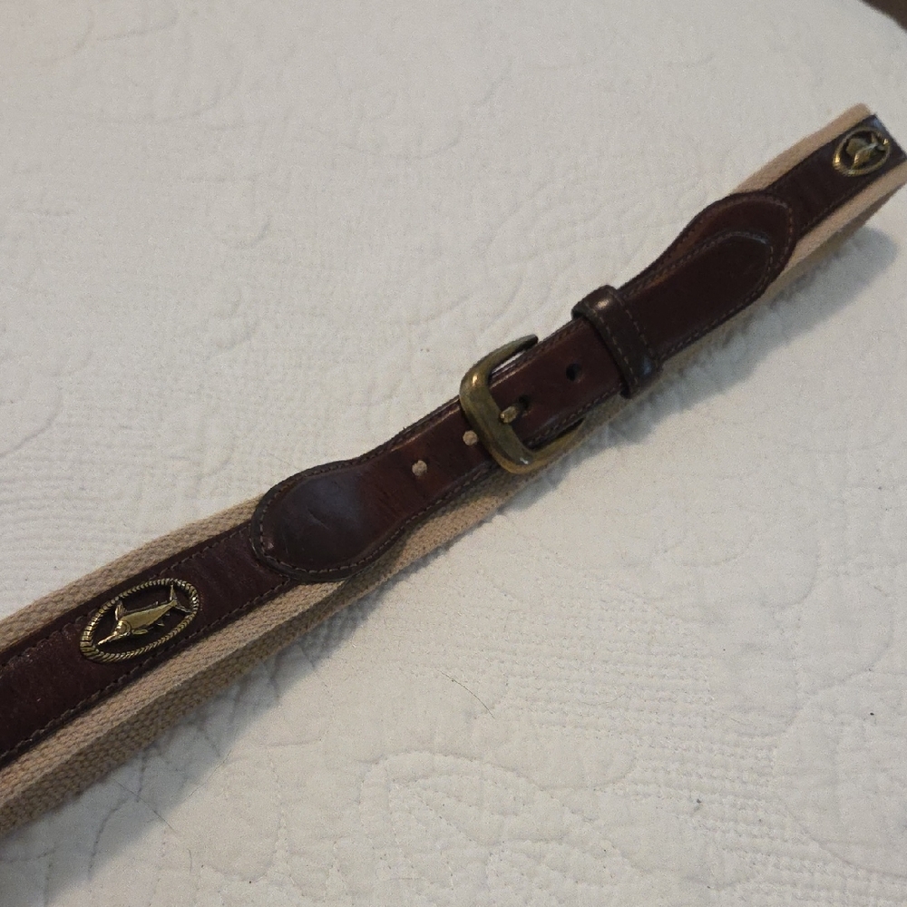 Brown Leather Belt with sailfish Gold Accents